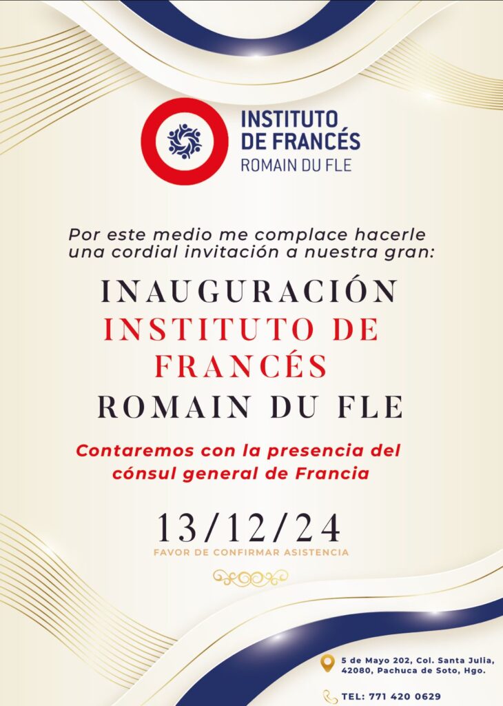 Imagen de la invitación a la Inauguración del Instituto de Francés Romain du FLE